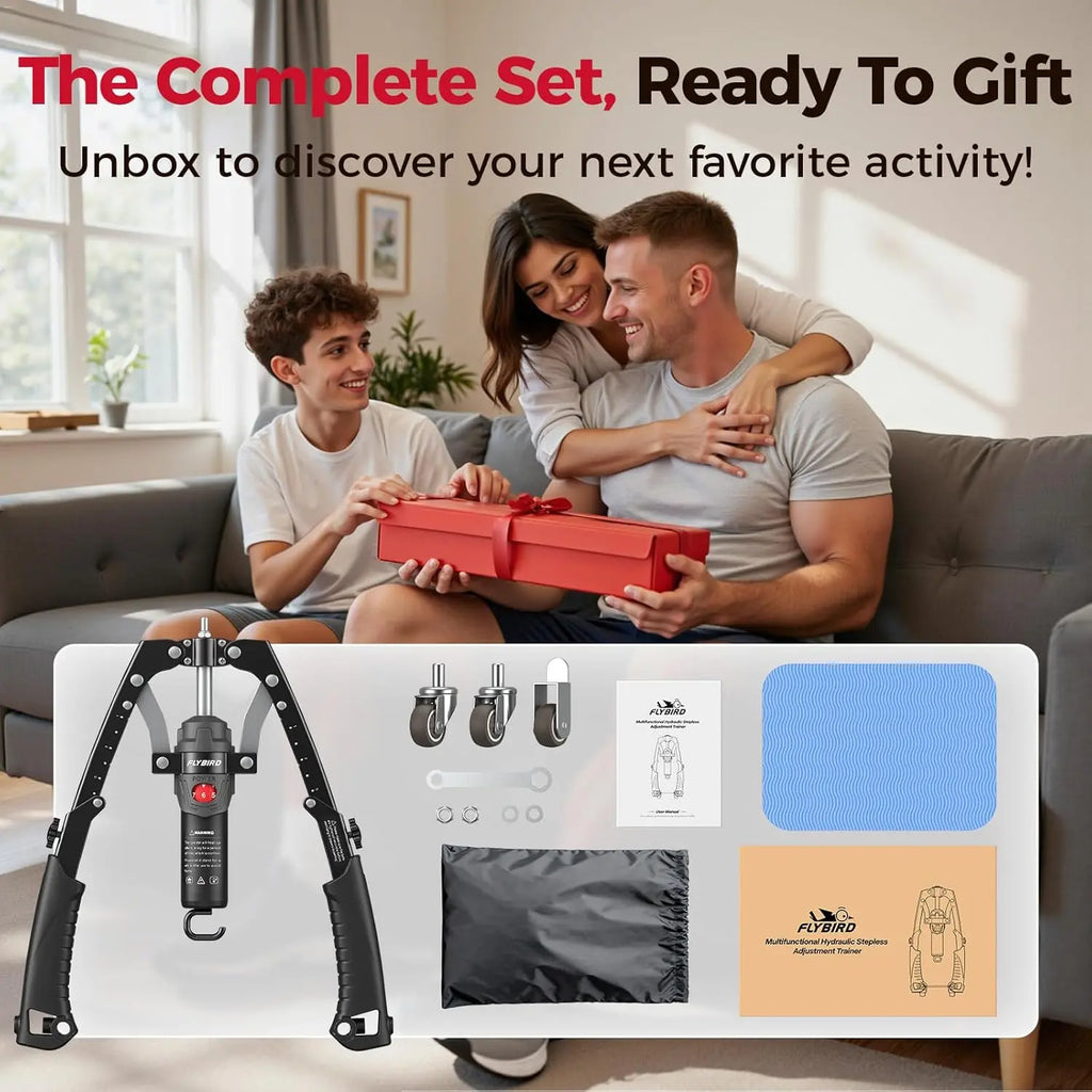 FLYBIRD 3-In-1 Hydraulic Chest Twister Arm Exerciser & Arm Strength Trainer - Adjustable 22-440Lbs Core, Tricep Workout Equipment with Ab Roller Wheel, Home Gym Exercise Equipment (Pad & Bag Incl.) for Men Women, Strength Training Accessory