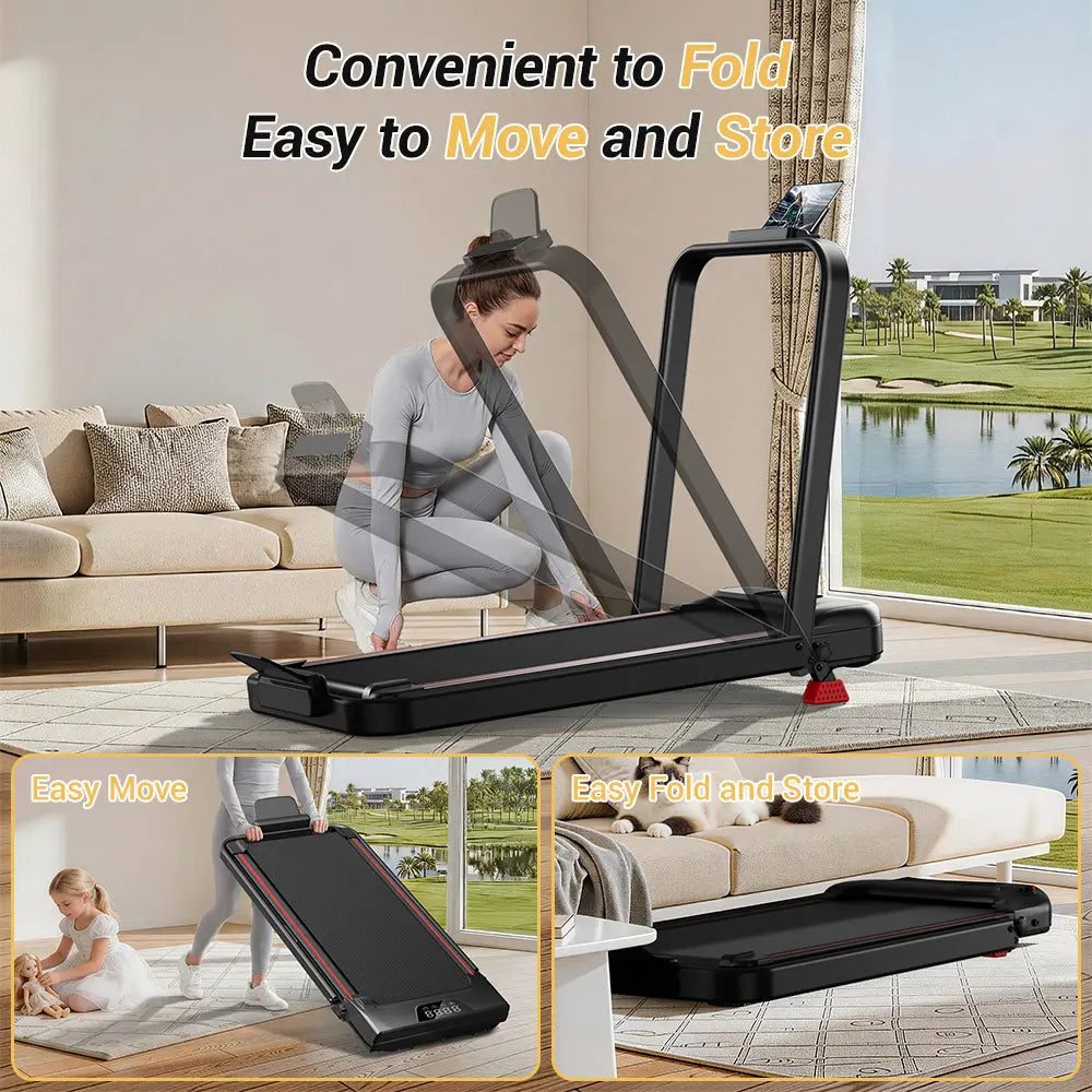 Umay Folding Walking Treadmill for Home/Office, 16% Incline, Handrails, 300 Lbs Capacity Indoor Walking Machine Summerwins