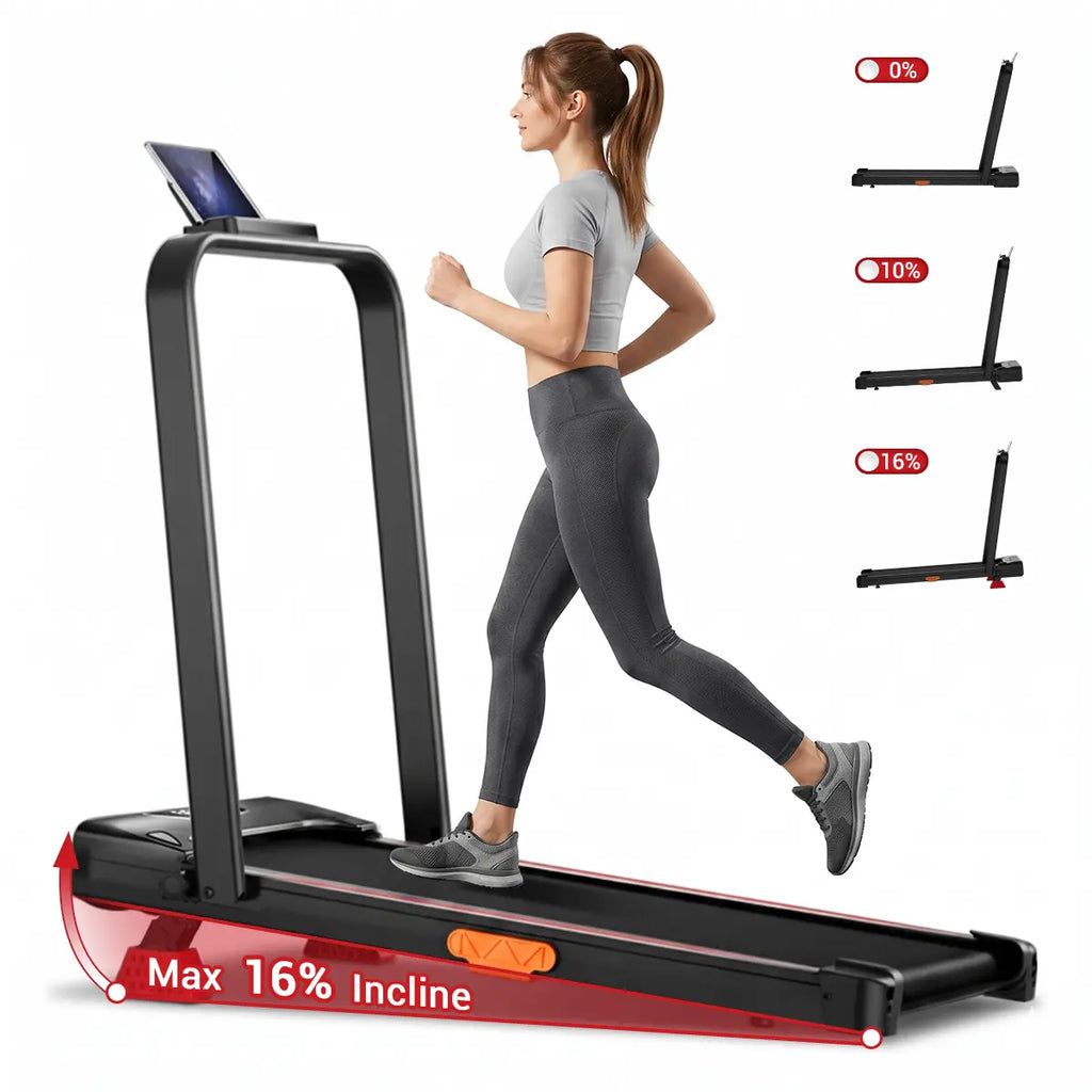 Umay Folding Walking Treadmill for Home/Office, 16% Incline, Handrails, 300 Lbs Capacity Indoor Walking Machine Summerwins