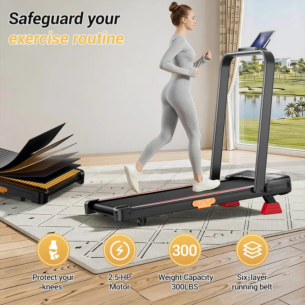 Umay Folding Walking Treadmill for Home/Office, 16% Incline, Handrails, 300 Lbs Capacity Indoor Walking Machine Summerwins