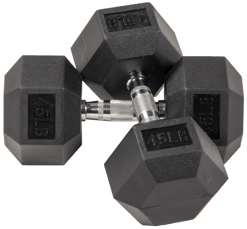 Balancefrom Rubber Encased Hex Dumbbells, 45 Lbs Pair