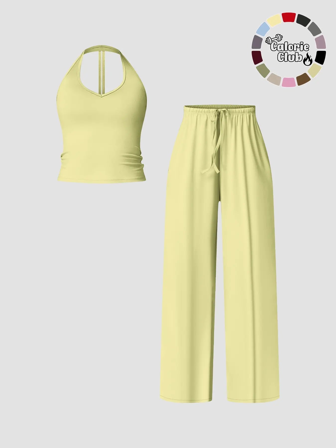 Women'S Quick-Dry Sports Tank Top, Casual High-Waisted Bell Bottoms, Comfortable Sporty, All-Season Plain Style