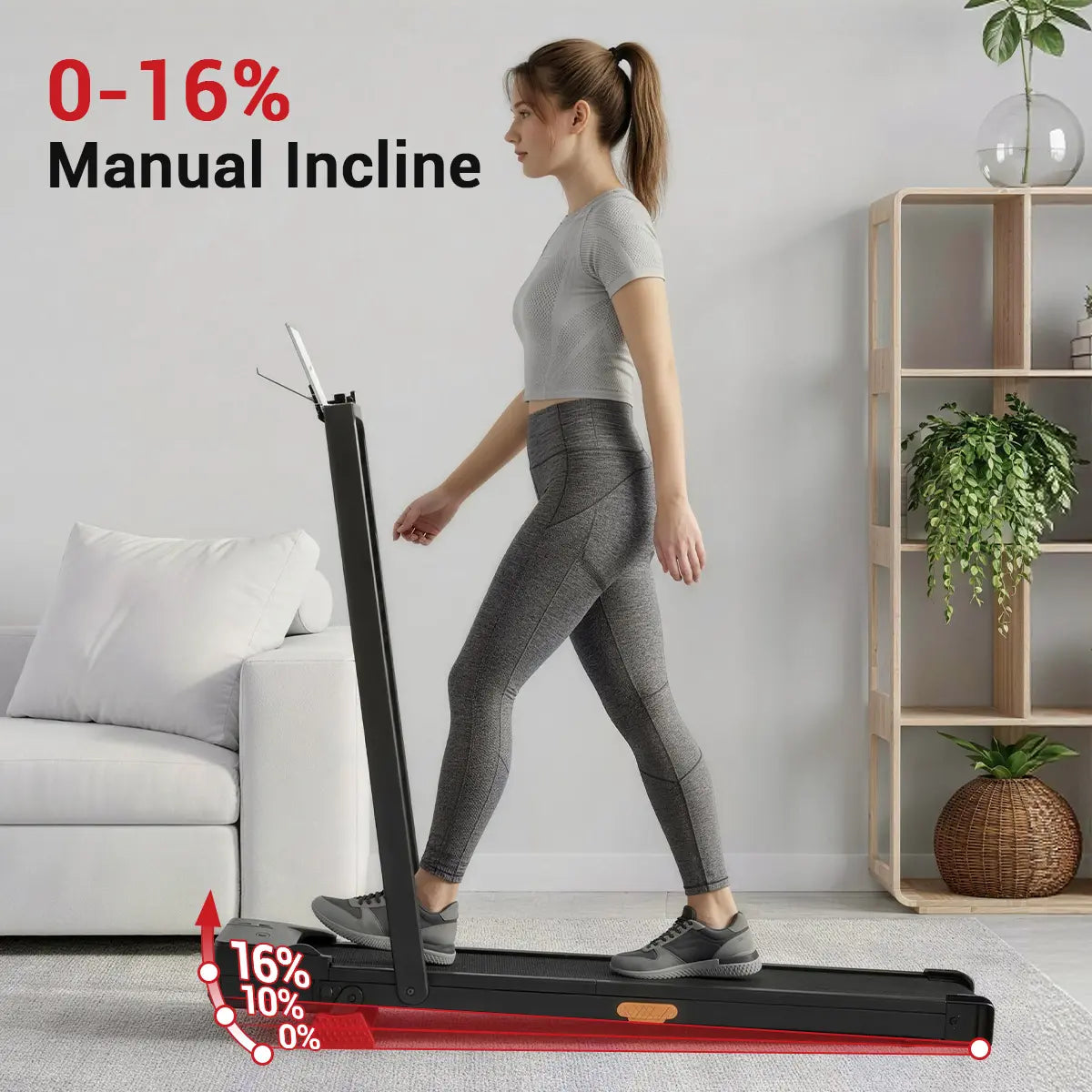 Umay Folding Walking Treadmill for Home/Office, 16% Incline, Handrails, 300 Lbs Capacity Indoor Walking Machine Summerwins