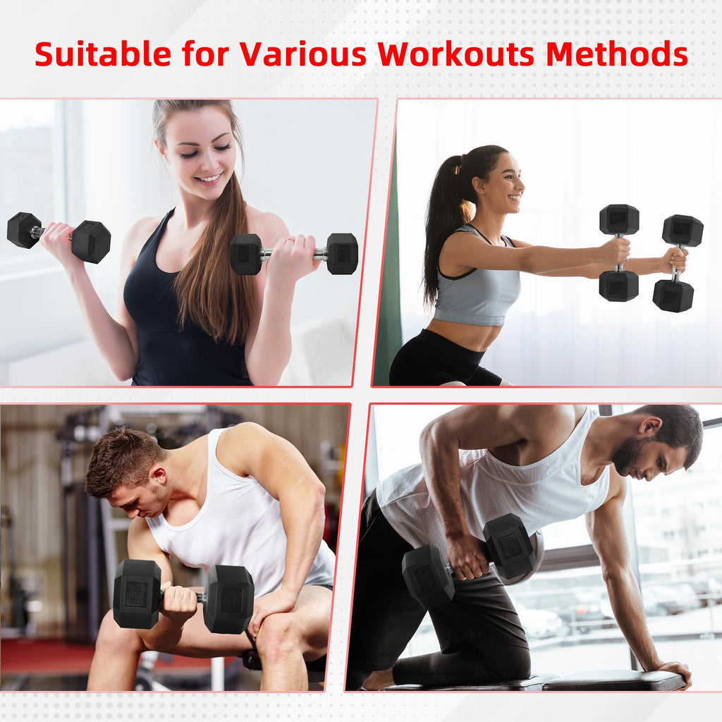 Balancefrom Rubber Encased Hex Dumbbells, 45 Lbs Pair