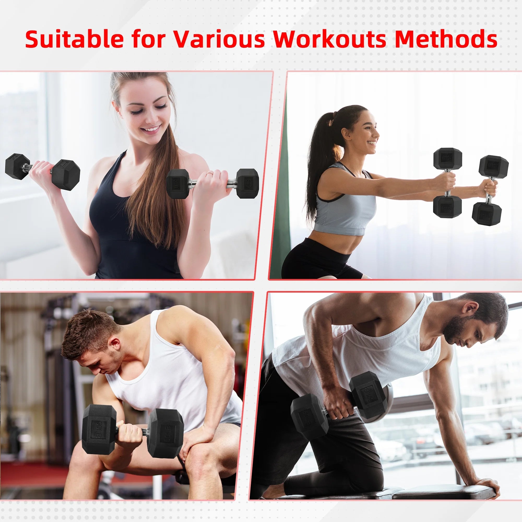 Balancefrom Rubber Encased Hex Dumbbells, 45 Lbs Pair