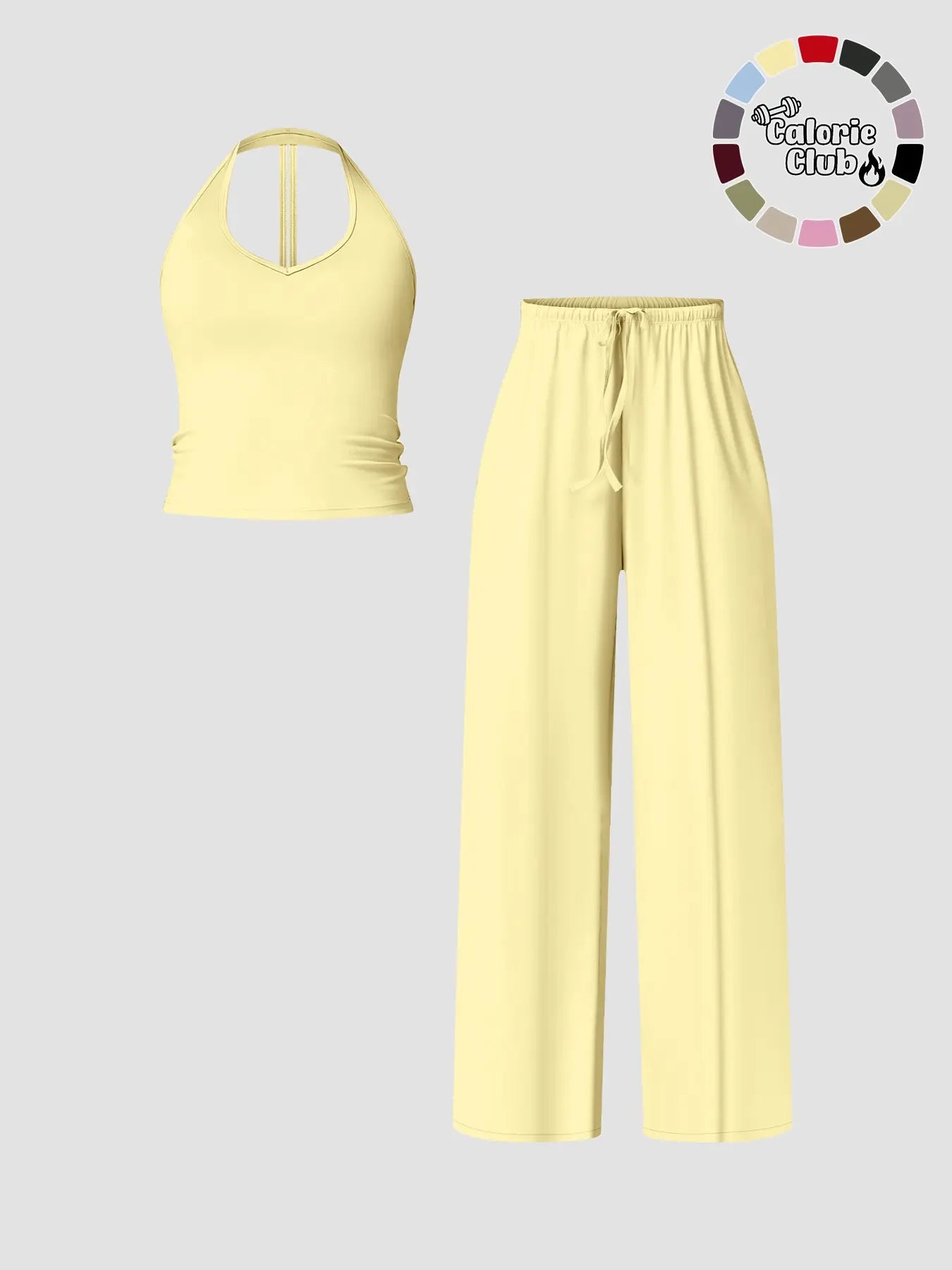 Women'S Quick-Dry Sports Tank Top, Casual High-Waisted Bell Bottoms, Comfortable Sporty, All-Season Plain Style