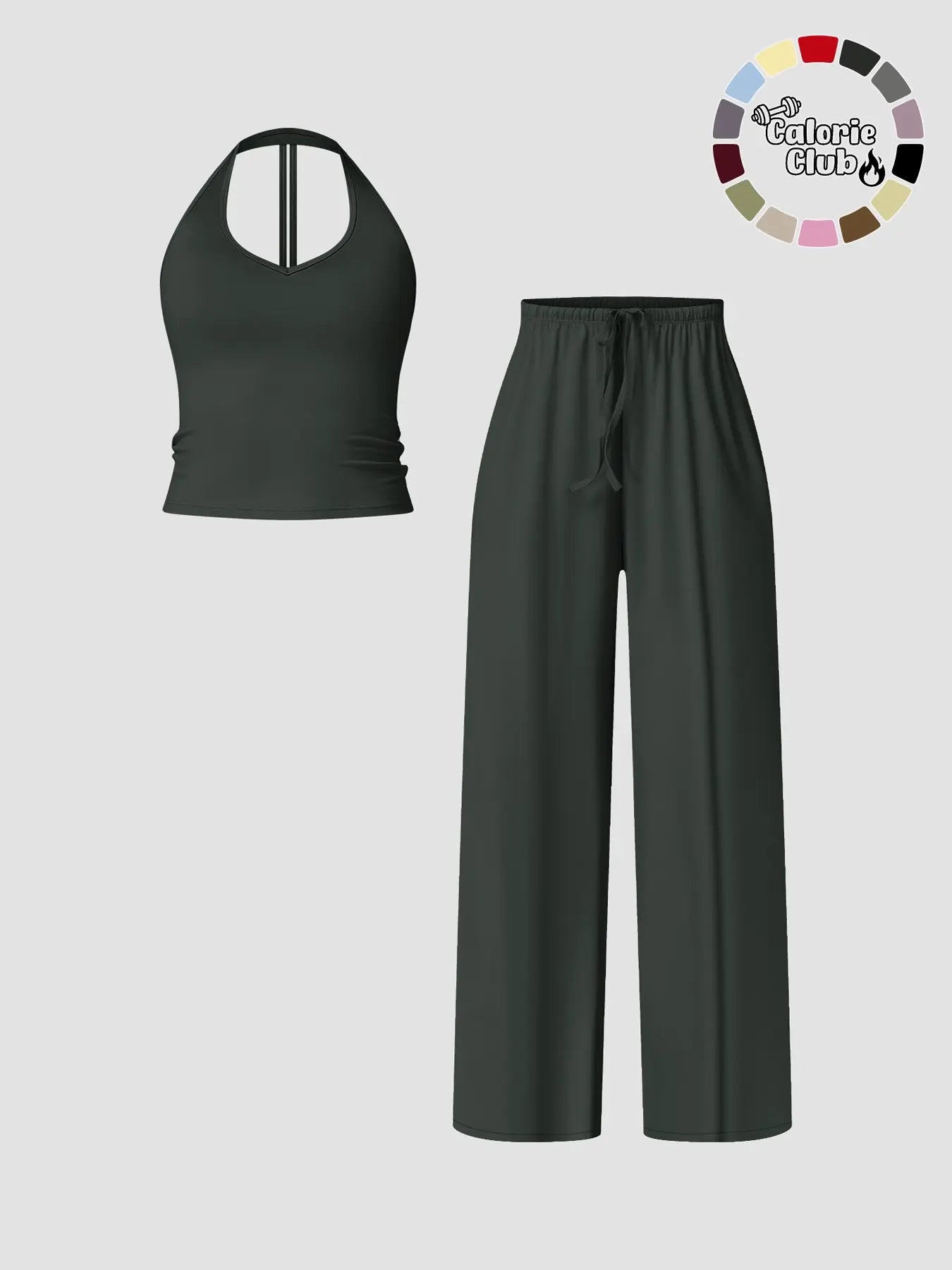 Women'S Quick-Dry Sports Tank Top, Casual High-Waisted Bell Bottoms, Comfortable Sporty, All-Season Plain Style