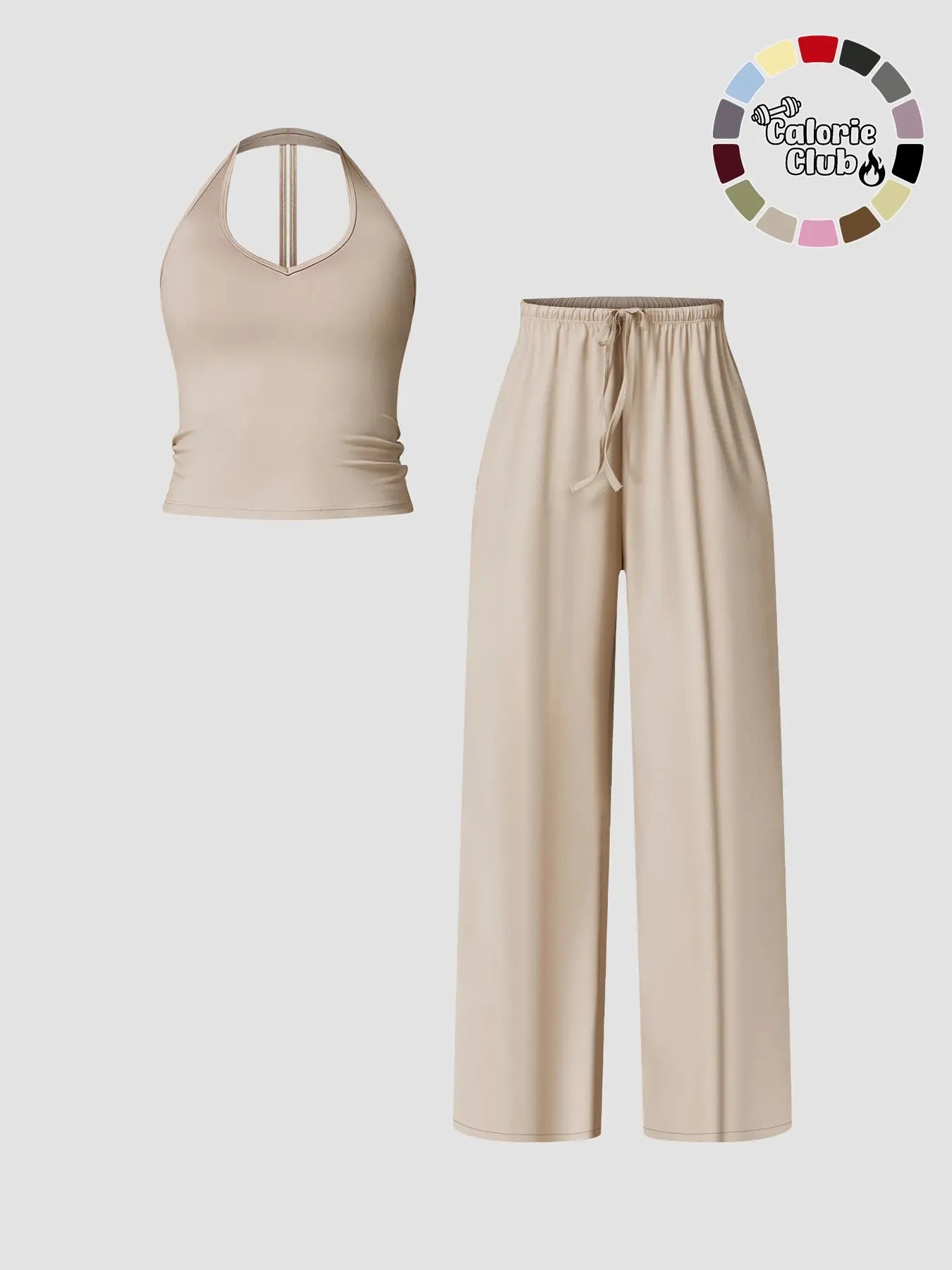 Women'S Quick-Dry Sports Tank Top, Casual High-Waisted Bell Bottoms, Comfortable Sporty, All-Season Plain Style